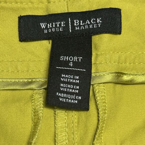 White House Black Market Shorts Womens Size 4 Ribbon Trim Cuff Tab Green Preppy - Picture 7 of 16